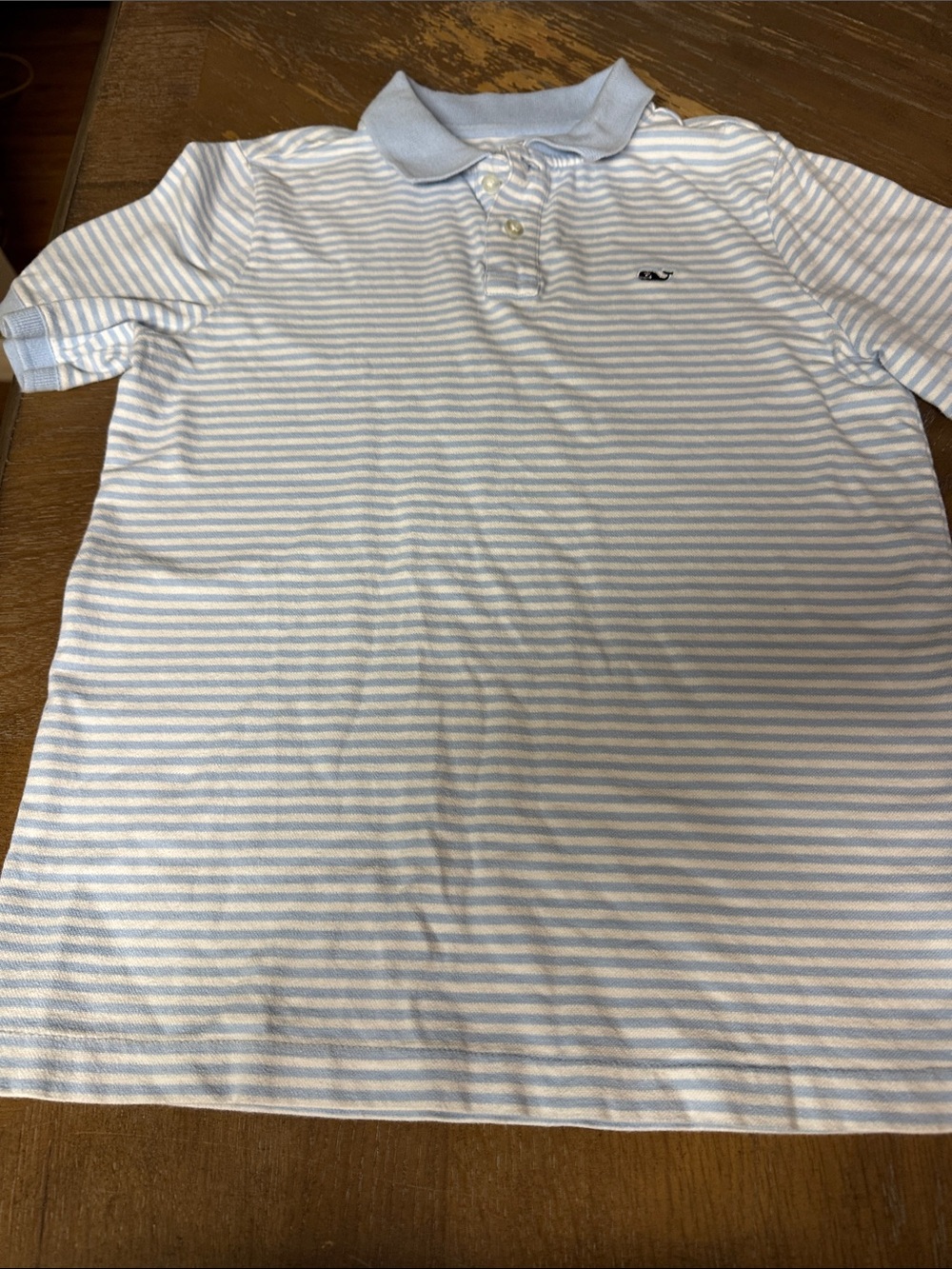 Boys size medium Vineyard Vines Light Blue & White Striped Polo Shirt